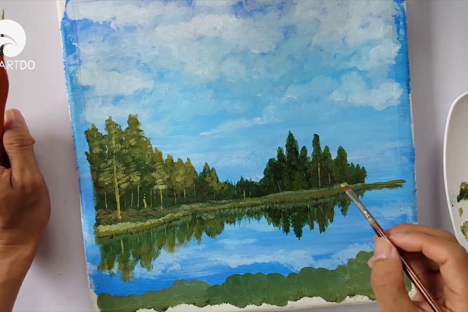 Vẽ Hồ Nước Cực Dễ Cho Người Không Biết Vẽ ❤️ Vẽ Tranh Phong Cảnh Acrylic  #16 - Youtube
